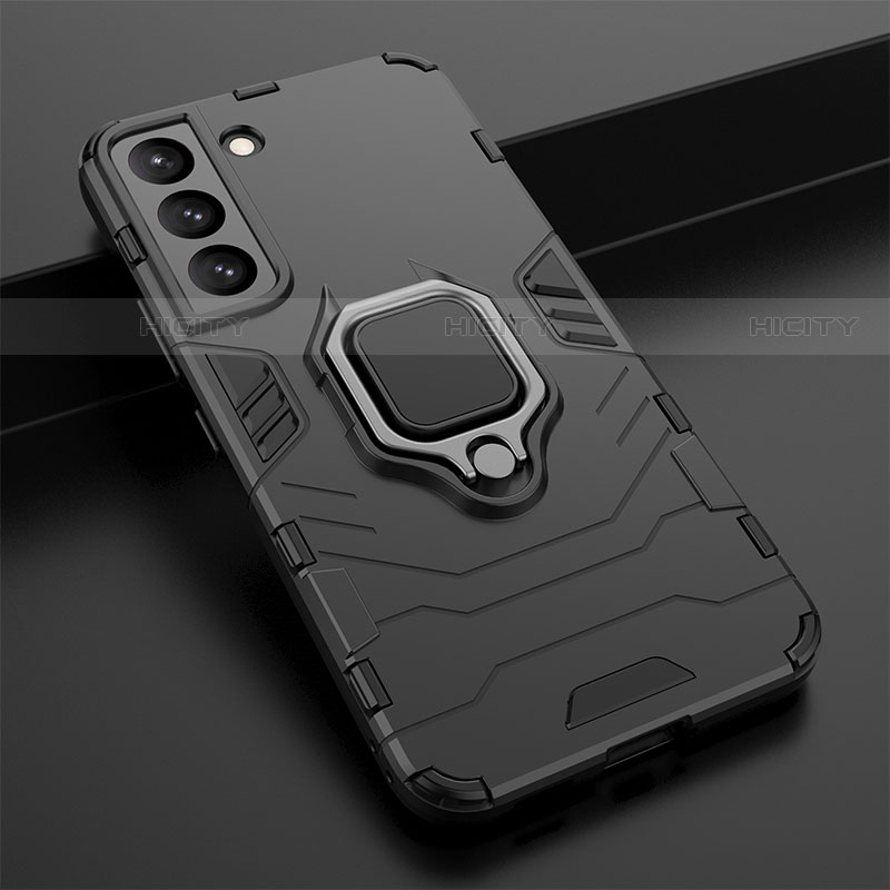 Coque Contour Silicone et Plastique Housse Etui Mat avec Magnetique Support Bague Anneau S02 pour Samsung Galaxy S21 Plus 5G Plus