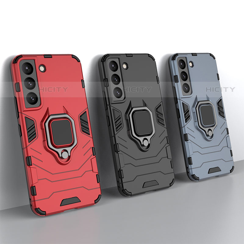 Coque Contour Silicone et Plastique Housse Etui Mat avec Magnetique Support Bague Anneau S02 pour Samsung Galaxy S22 Plus 5G Plus