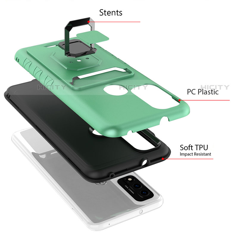 Coque Contour Silicone et Plastique Housse Etui Mat avec Magnetique Support Bague Anneau S03 pour Motorola Moto G Pure Plus