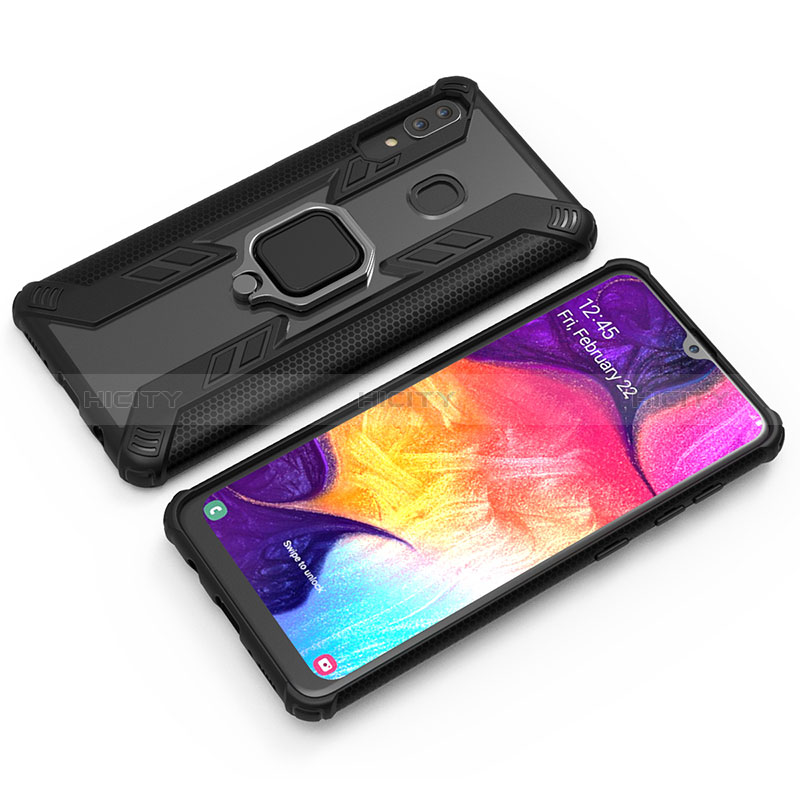 Coque Contour Silicone et Plastique Housse Etui Mat avec Magnetique Support Bague Anneau S03 pour Samsung Galaxy A20 Plus