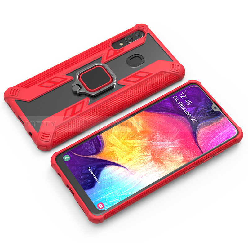 Coque Contour Silicone et Plastique Housse Etui Mat avec Magnetique Support Bague Anneau S03 pour Samsung Galaxy A20 Plus