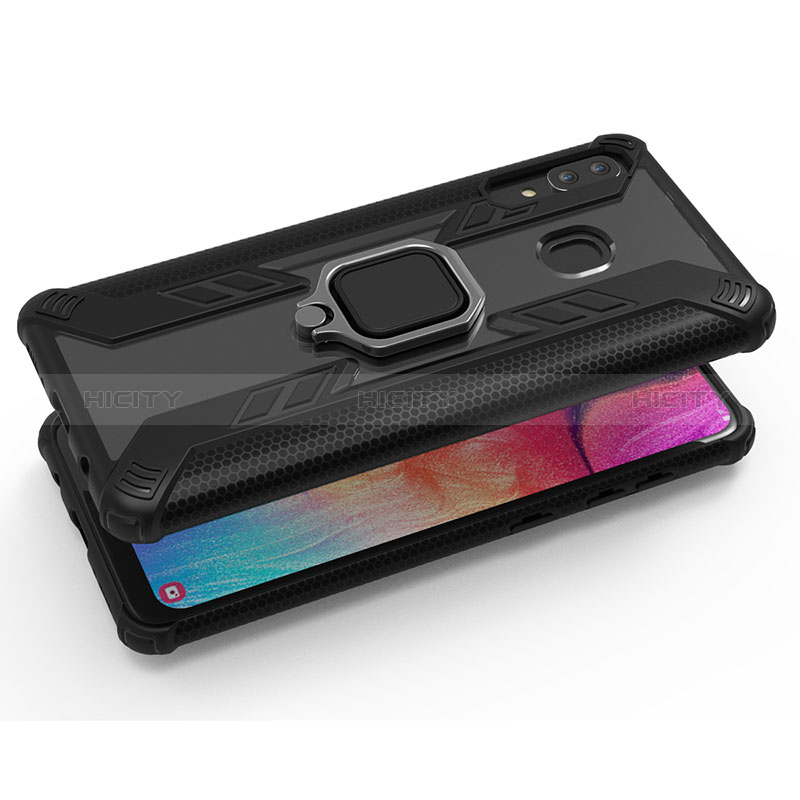 Coque Contour Silicone et Plastique Housse Etui Mat avec Magnetique Support Bague Anneau S03 pour Samsung Galaxy A20 Plus