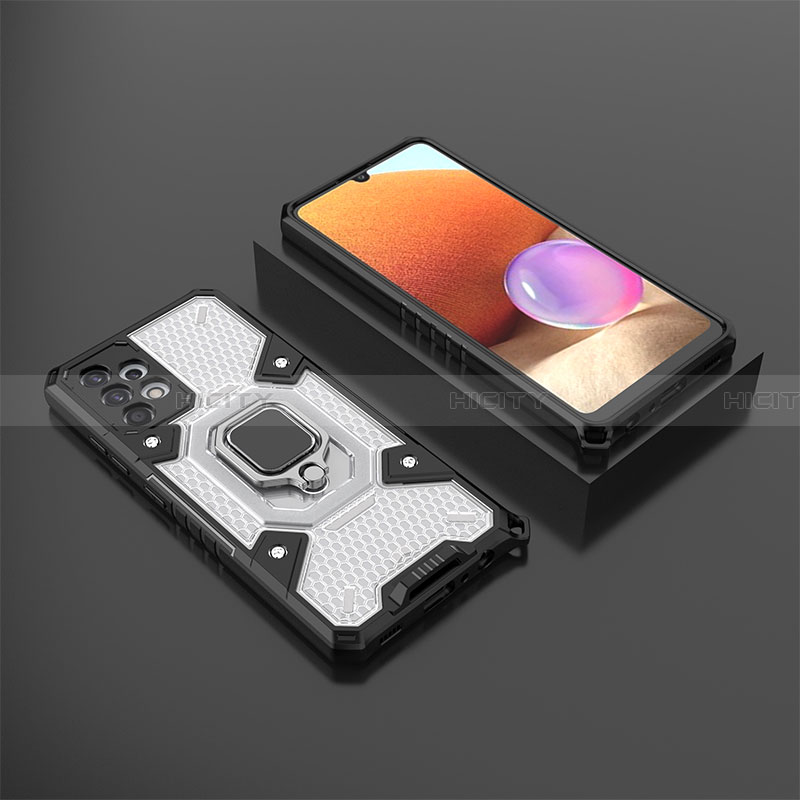 Coque Contour Silicone et Plastique Housse Etui Mat avec Magnetique Support Bague Anneau S03 pour Samsung Galaxy A32 4G Plus