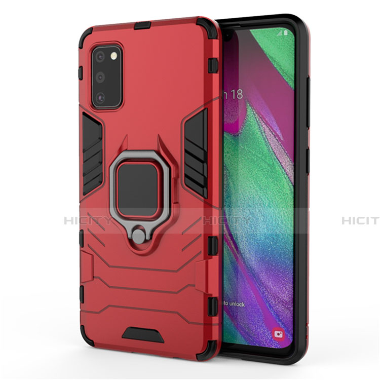 Coque Contour Silicone et Plastique Housse Etui Mat avec Magnetique Support Bague Anneau S03 pour Samsung Galaxy A41 Rouge Plus