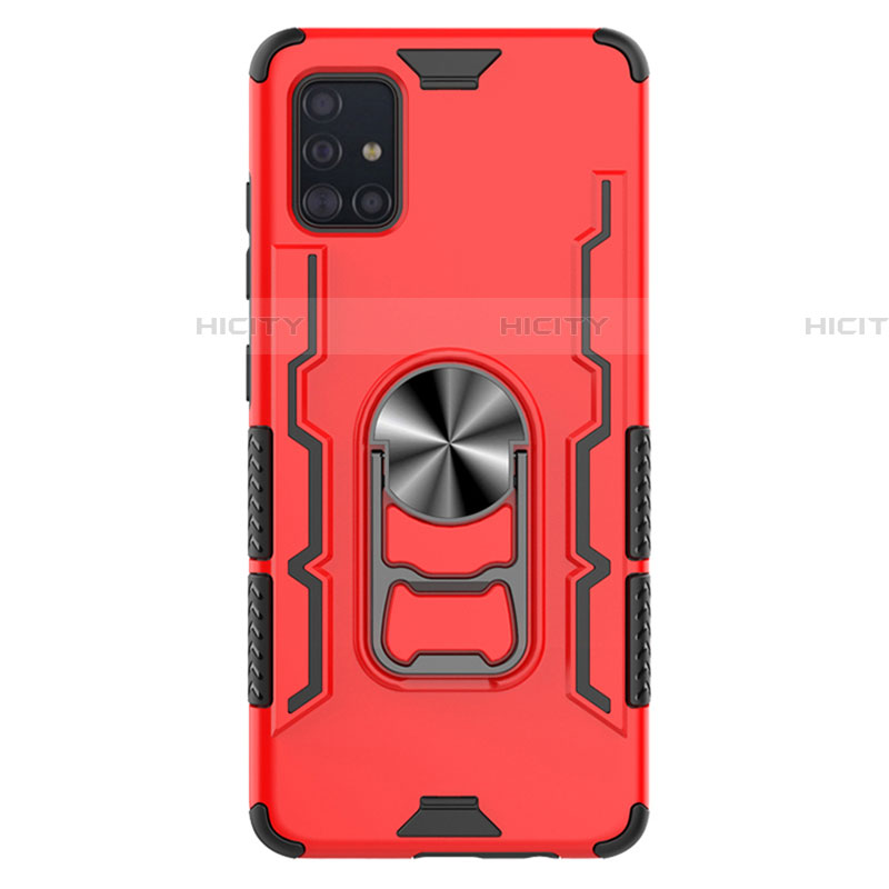 Coque Contour Silicone et Plastique Housse Etui Mat avec Magnetique Support Bague Anneau S03 pour Samsung Galaxy A51 5G Rouge Plus