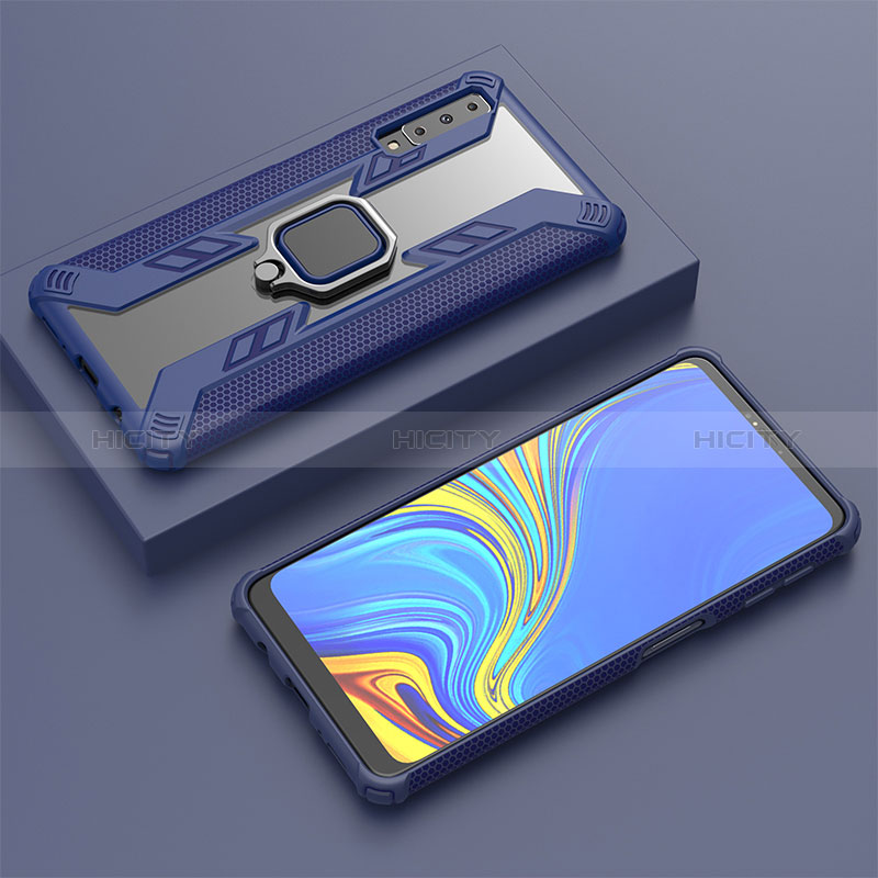 Coque Contour Silicone et Plastique Housse Etui Mat avec Magnetique Support Bague Anneau S03 pour Samsung Galaxy A7 (2018) A750 Plus