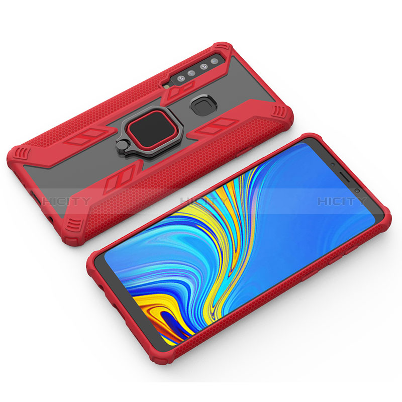 Coque Contour Silicone et Plastique Housse Etui Mat avec Magnetique Support Bague Anneau S03 pour Samsung Galaxy A9 (2018) A920 Plus