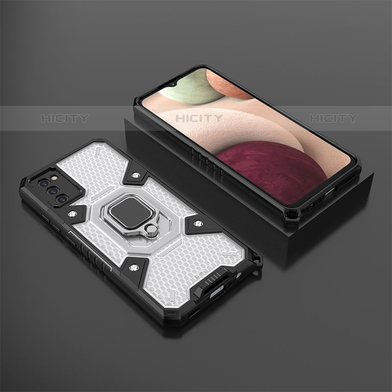 Coque Contour Silicone et Plastique Housse Etui Mat avec Magnetique Support Bague Anneau S03 pour Samsung Galaxy M02s Plus