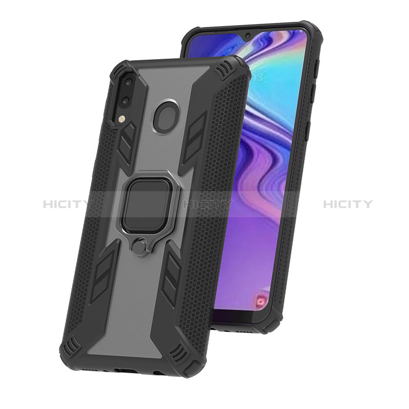 Coque Contour Silicone et Plastique Housse Etui Mat avec Magnetique Support Bague Anneau S03 pour Samsung Galaxy M20 Plus