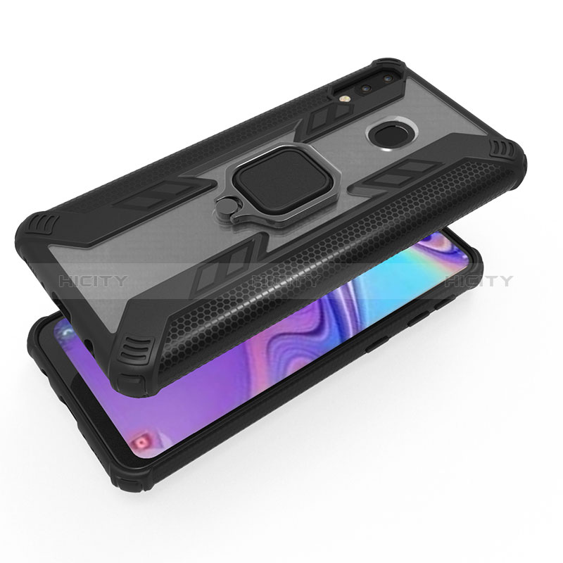 Coque Contour Silicone et Plastique Housse Etui Mat avec Magnetique Support Bague Anneau S03 pour Samsung Galaxy M20 Plus