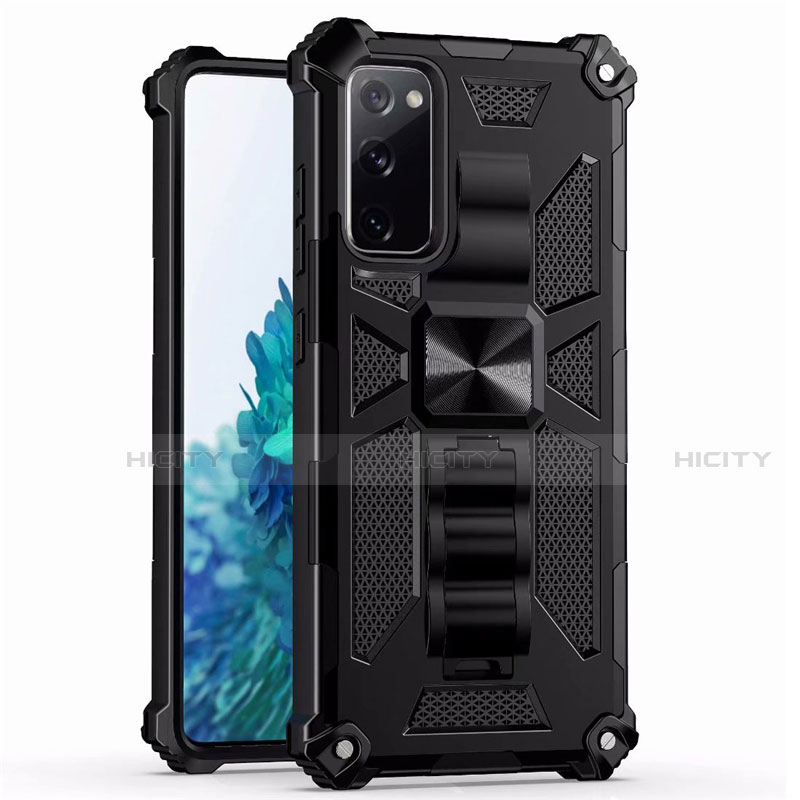 Coque Contour Silicone et Plastique Housse Etui Mat avec Magnetique Support Bague Anneau S03 pour Samsung Galaxy S20 FE 5G Noir Plus