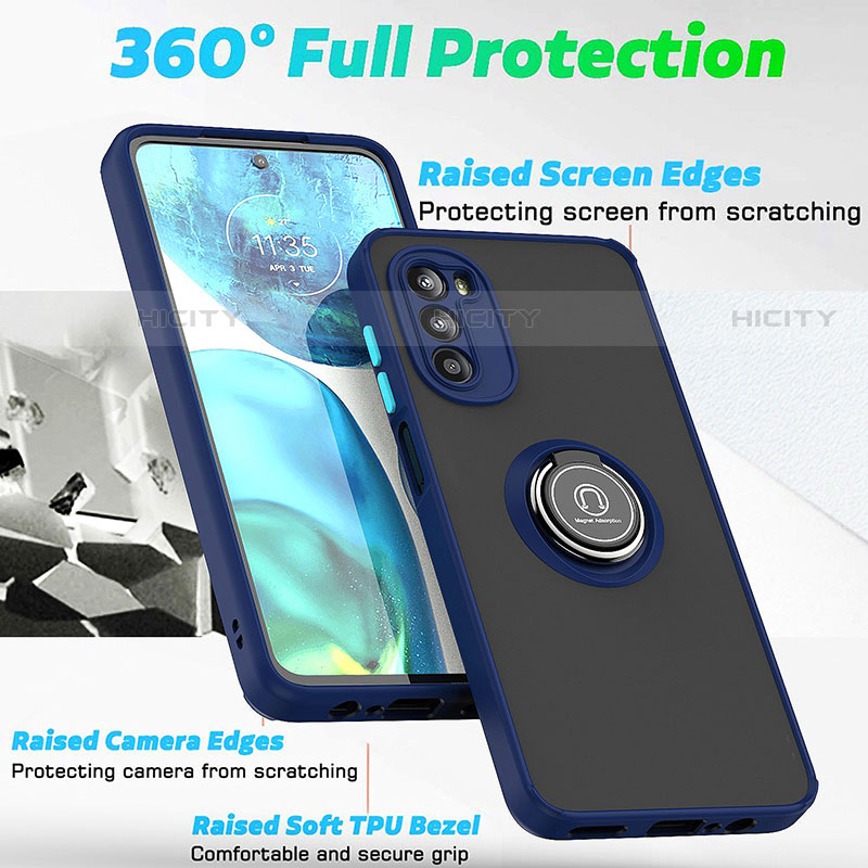 Coque Contour Silicone et Plastique Housse Etui Mat avec Magnetique Support Bague Anneau S04 pour Motorola Moto Edge (2022) 5G Plus