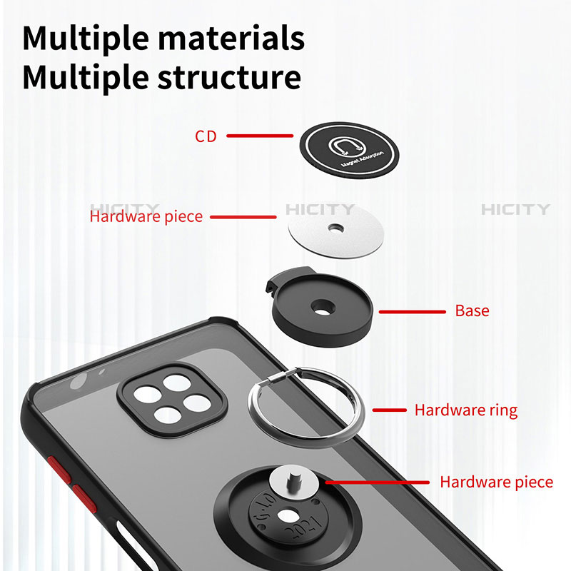 Coque Contour Silicone et Plastique Housse Etui Mat avec Magnetique Support Bague Anneau S04 pour Motorola Moto G Power (2021) Plus