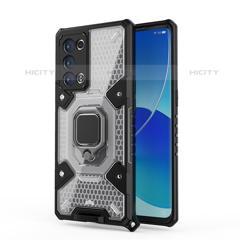 Coque Contour Silicone et Plastique Housse Etui Mat avec Magnetique Support Bague Anneau S04 pour Oppo Reno6 Pro 5G Plus