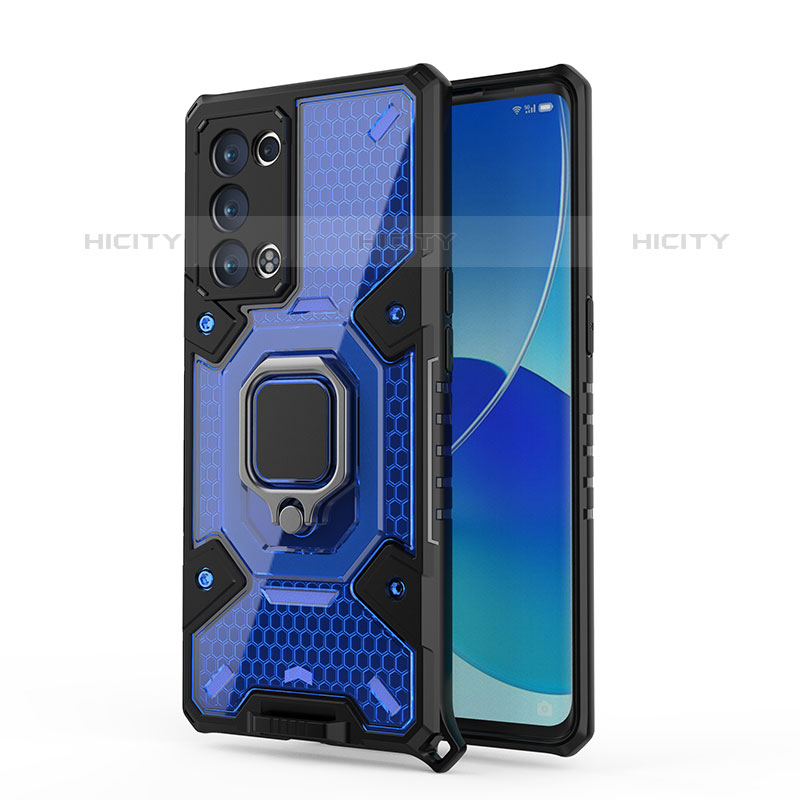 Coque Contour Silicone et Plastique Housse Etui Mat avec Magnetique Support Bague Anneau S04 pour Oppo Reno6 Pro 5G Plus