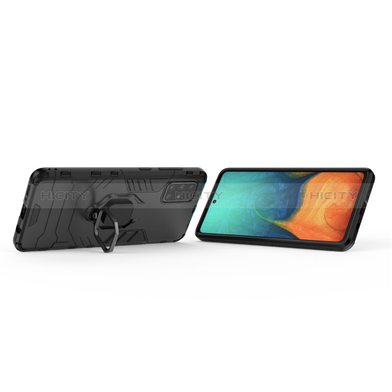 Coque Contour Silicone et Plastique Housse Etui Mat avec Magnetique Support Bague Anneau S04 pour Samsung Galaxy A71 4G A715 Plus