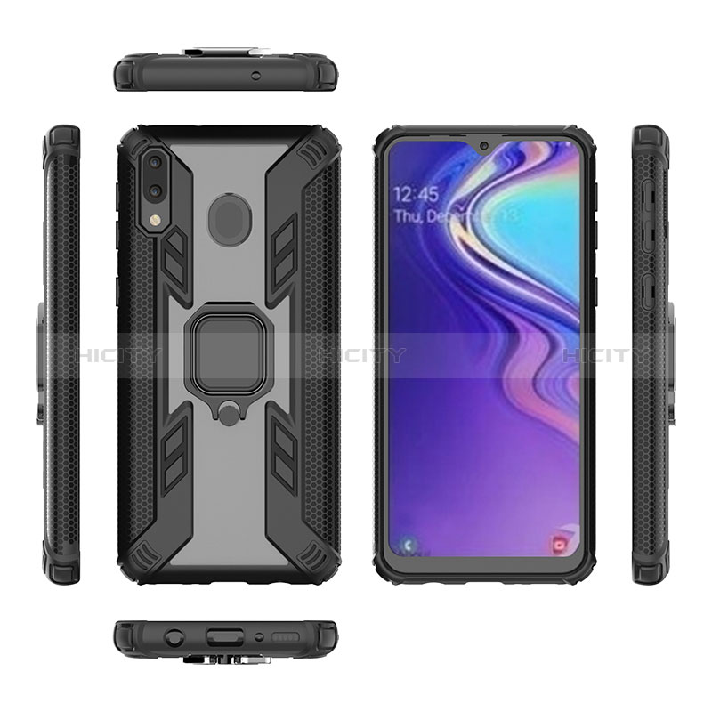 Coque Contour Silicone et Plastique Housse Etui Mat avec Magnetique Support Bague Anneau S04 pour Samsung Galaxy M20 Plus