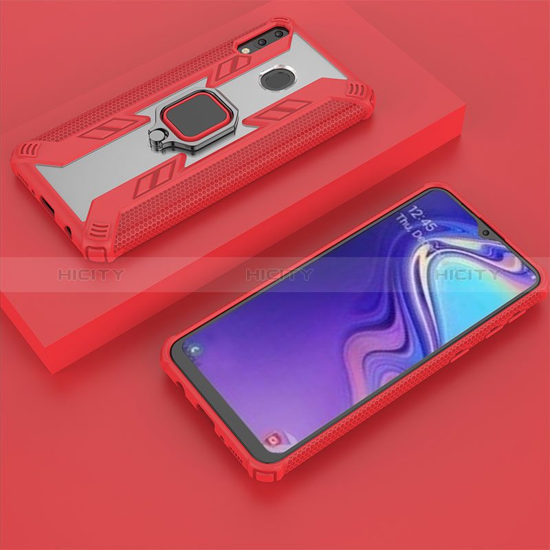 Coque Contour Silicone et Plastique Housse Etui Mat avec Magnetique Support Bague Anneau S04 pour Samsung Galaxy M20 Plus