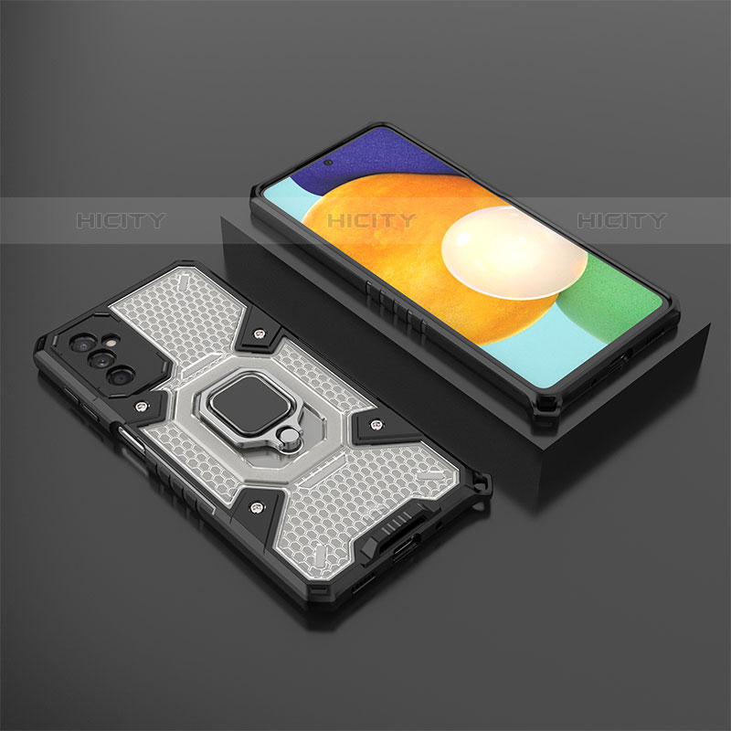 Coque Contour Silicone et Plastique Housse Etui Mat avec Magnetique Support Bague Anneau S04 pour Samsung Galaxy M52 5G Noir Plus