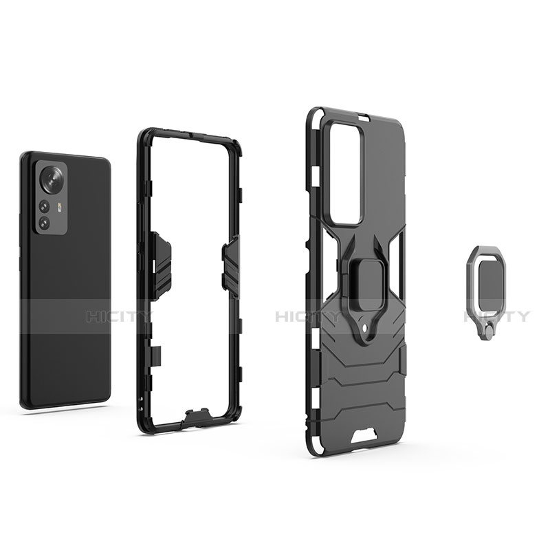 Coque Contour Silicone et Plastique Housse Etui Mat avec Magnetique Support Bague Anneau S04 pour Xiaomi Mi 12 5G Plus