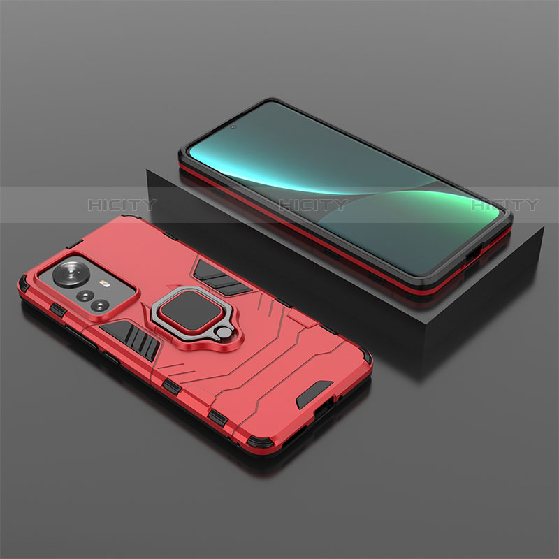 Coque Contour Silicone et Plastique Housse Etui Mat avec Magnetique Support Bague Anneau S04 pour Xiaomi Mi 12 Lite 5G Plus