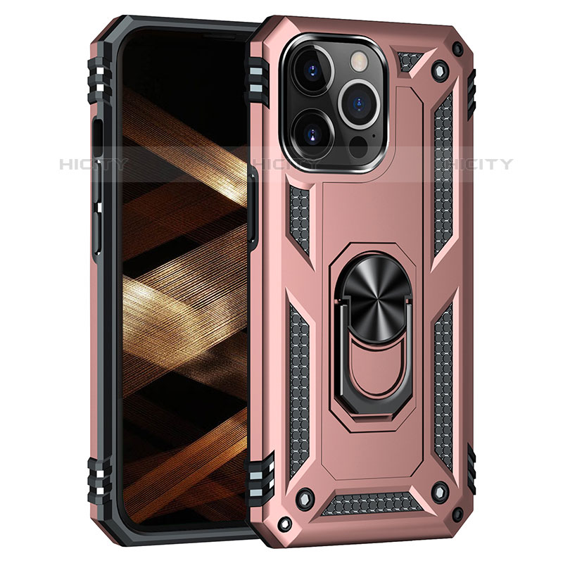 Coque Contour Silicone et Plastique Housse Etui Mat avec Magnetique Support Bague Anneau S05 pour Apple iPhone 16 Pro Plus