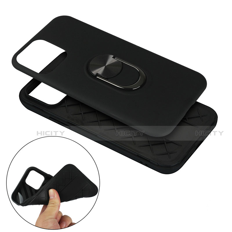 Coque Contour Silicone et Plastique Housse Etui Mat avec Magnetique Support Bague Anneau S06 pour Apple iPhone 12 Pro Plus