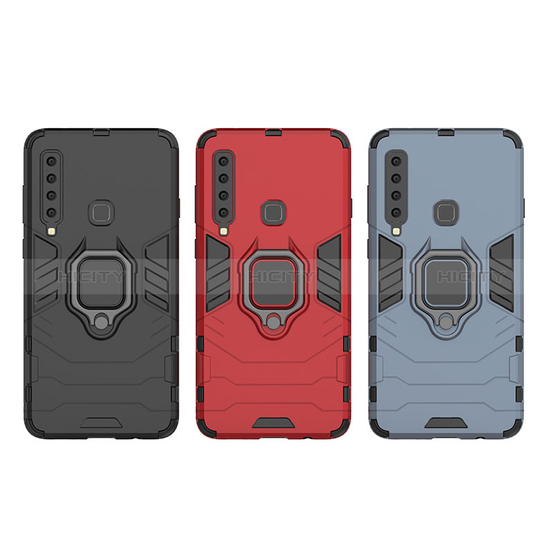 Coque Contour Silicone et Plastique Housse Etui Mat avec Magnetique Support Bague Anneau S06 pour Samsung Galaxy A9s Plus