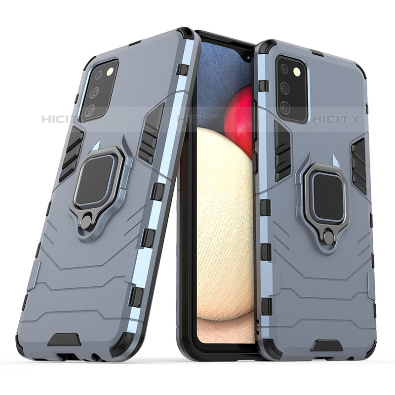 Coque Contour Silicone et Plastique Housse Etui Mat avec Magnetique Support Bague Anneau S06 pour Samsung Galaxy M02s Plus