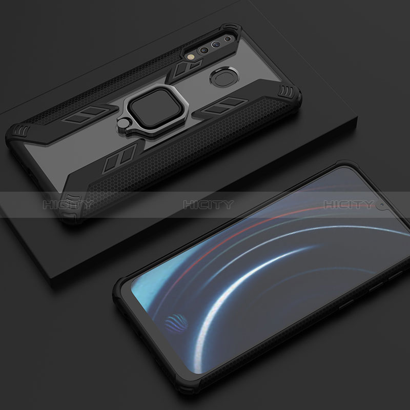 Coque Contour Silicone et Plastique Housse Etui Mat avec Magnetique Support Bague Anneau S06 pour Samsung Galaxy M30 Plus