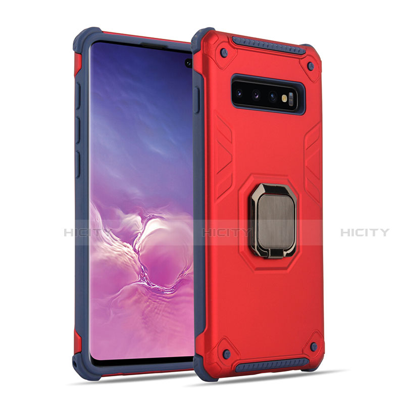 Coque Contour Silicone et Plastique Housse Etui Mat avec Magnetique Support Bague Anneau T01 pour Samsung Galaxy S10 5G Mixte Plus