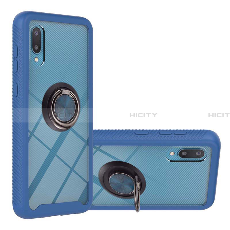 Coque Contour Silicone et Plastique Housse Etui Mat avec Magnetique Support Bague Anneau T02 pour Samsung Galaxy A02 Plus