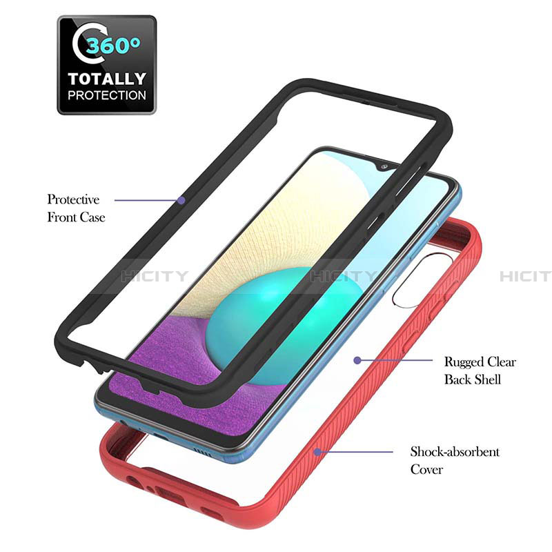 Coque Contour Silicone et Plastique Housse Etui Mat avec Magnetique Support Bague Anneau T02 pour Samsung Galaxy A02 Plus