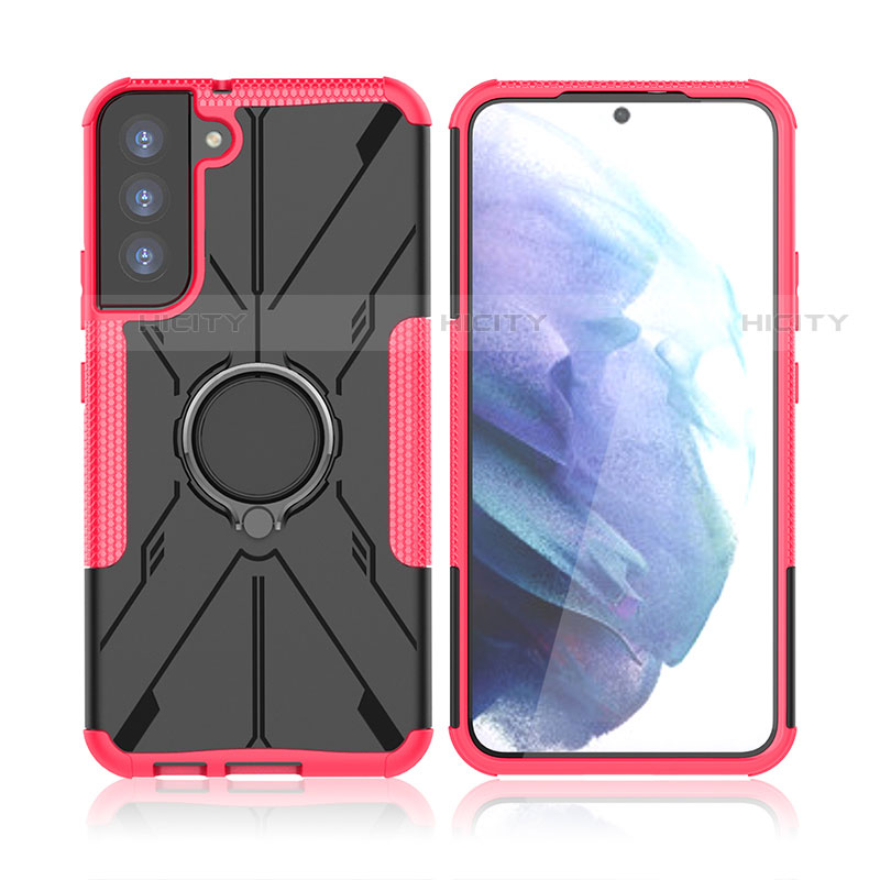 Coque Contour Silicone et Plastique Housse Etui Mat avec Magnetique Support Bague Anneau T09 pour Samsung Galaxy S21 Plus 5G Plus