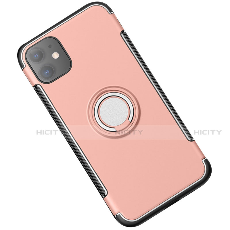 Coque Contour Silicone et Plastique Housse Etui Mat avec Magnetique Support Bague Anneau Y01 pour Apple iPhone 11 Or Rose Plus