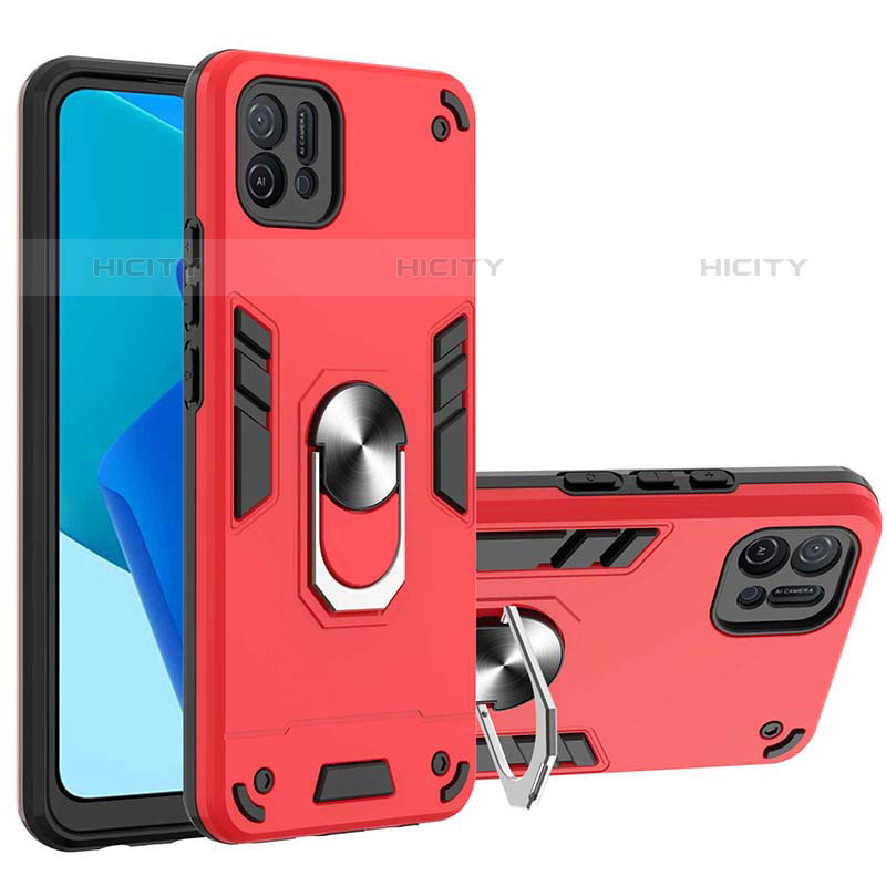 Coque Contour Silicone et Plastique Housse Etui Mat avec Magnetique Support Bague Anneau Y01B pour Oppo A16e Plus