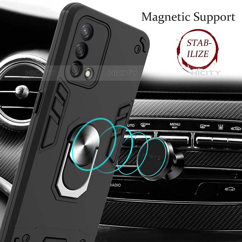 Coque Contour Silicone et Plastique Housse Etui Mat avec Magnetique Support Bague Anneau Y01B pour Oppo A74 4G Plus