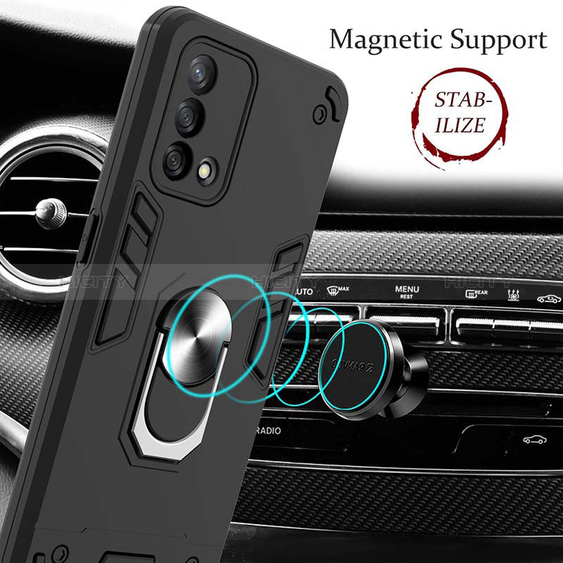 Coque Contour Silicone et Plastique Housse Etui Mat avec Magnetique Support Bague Anneau Y01B pour Oppo A95 4G Plus