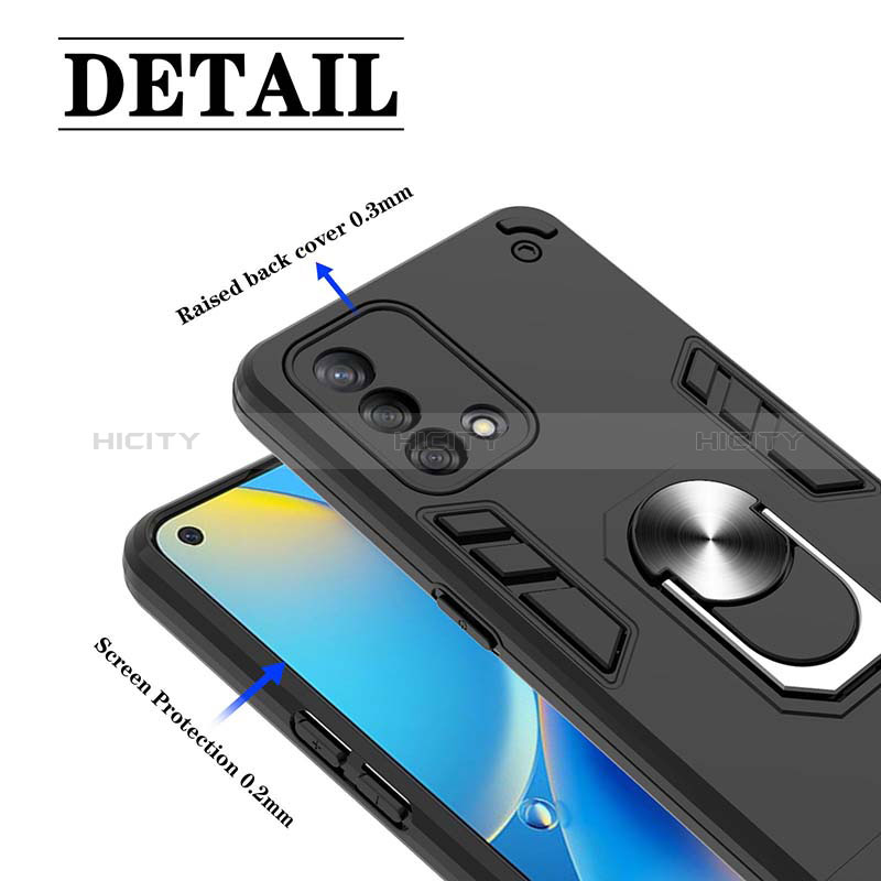 Coque Contour Silicone et Plastique Housse Etui Mat avec Magnetique Support Bague Anneau Y01B pour Oppo A95 4G Plus