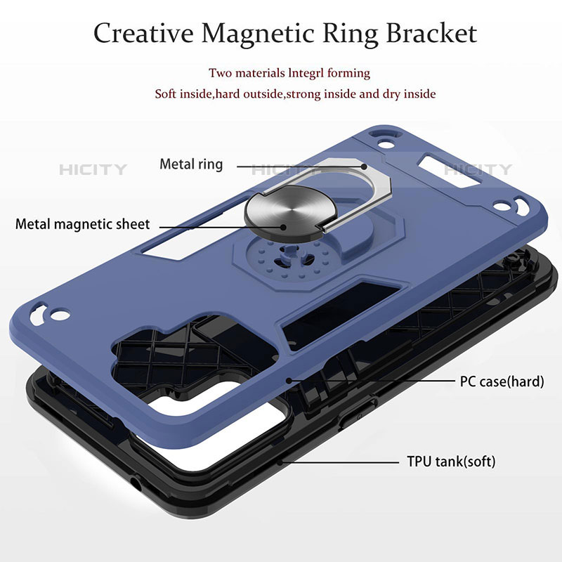 Coque Contour Silicone et Plastique Housse Etui Mat avec Magnetique Support Bague Anneau Y01B pour Oppo F19 Pro Plus