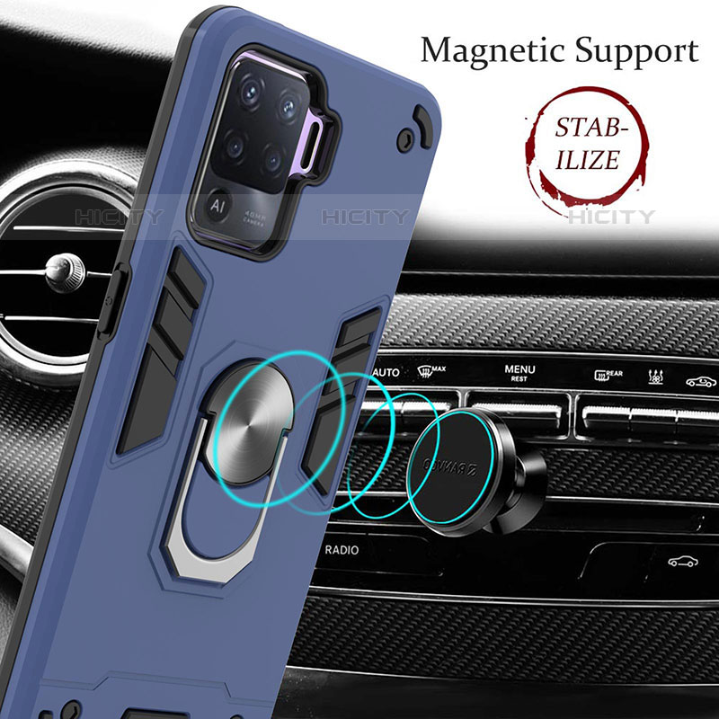 Coque Contour Silicone et Plastique Housse Etui Mat avec Magnetique Support Bague Anneau Y01B pour Oppo F19 Pro Plus