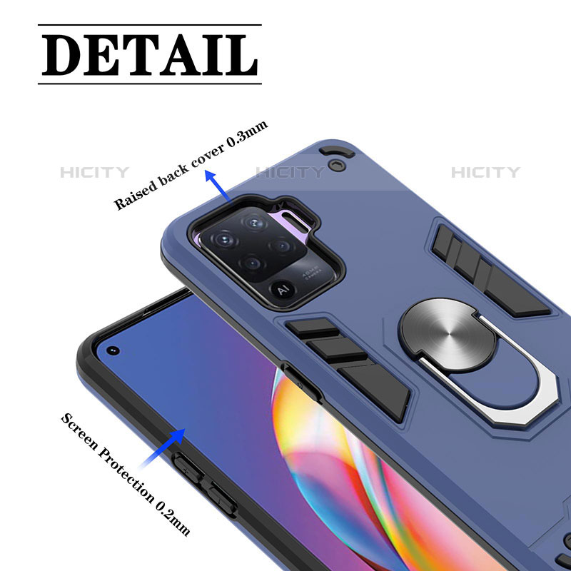 Coque Contour Silicone et Plastique Housse Etui Mat avec Magnetique Support Bague Anneau Y01B pour Oppo F19 Pro Plus