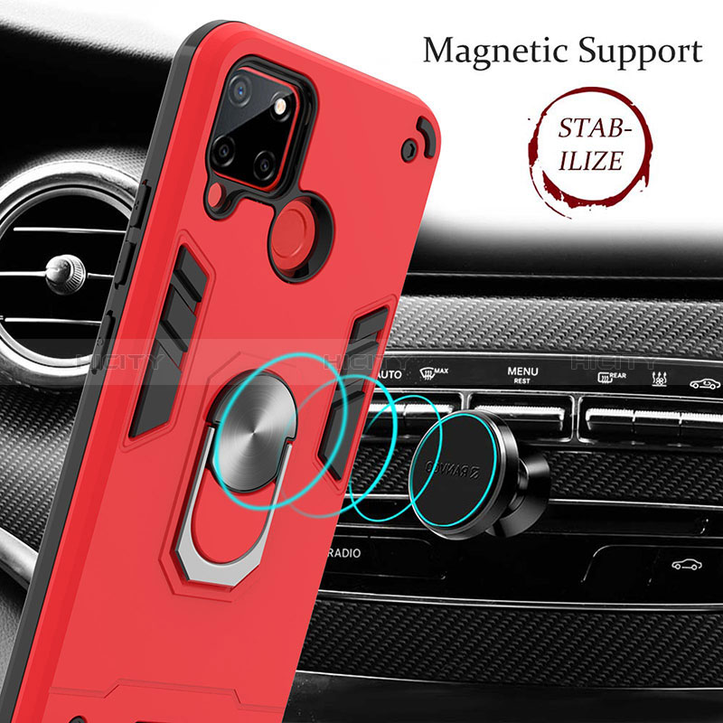 Coque Contour Silicone et Plastique Housse Etui Mat avec Magnetique Support Bague Anneau Y01B pour Realme 7i RMX2193 Plus