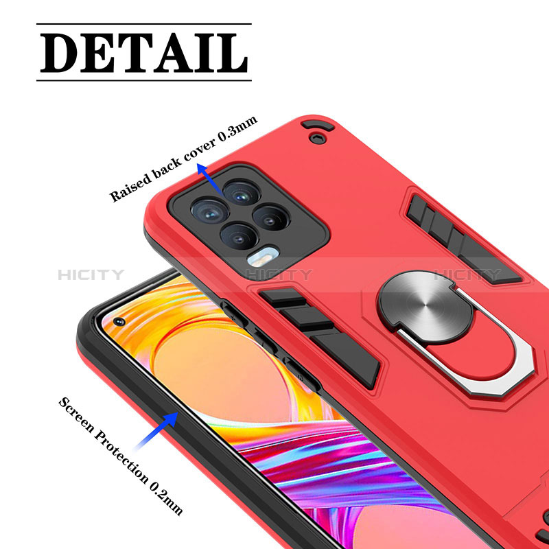 Coque Contour Silicone et Plastique Housse Etui Mat avec Magnetique Support Bague Anneau Y01B pour Realme 8 4G Plus