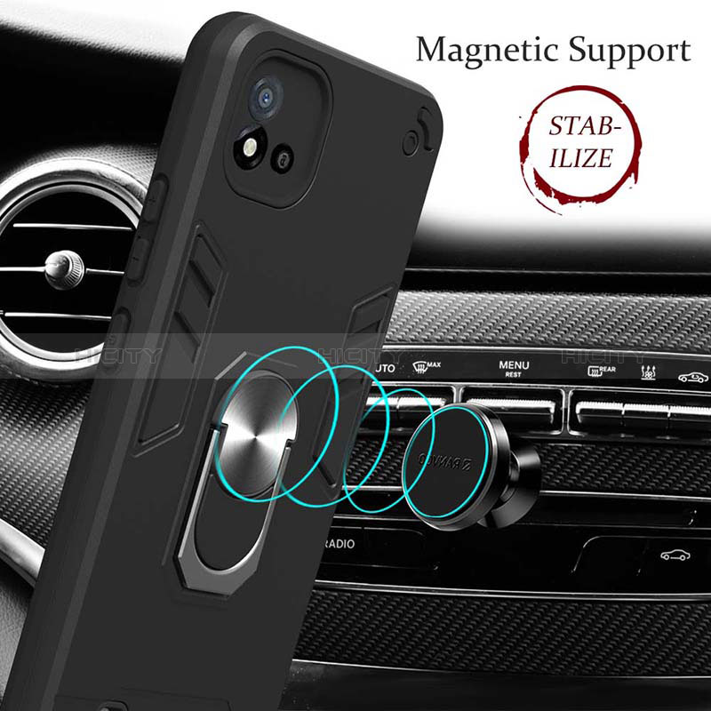 Coque Contour Silicone et Plastique Housse Etui Mat avec Magnetique Support Bague Anneau Y01B pour Realme C20 Plus