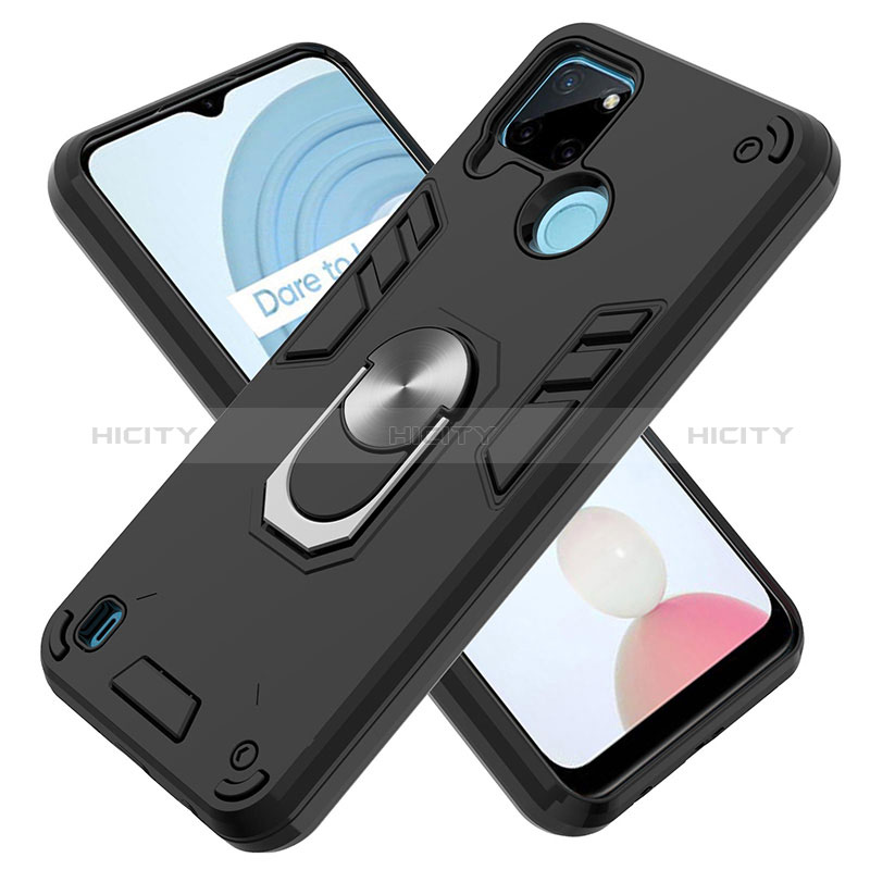 Coque Contour Silicone et Plastique Housse Etui Mat avec Magnetique Support Bague Anneau Y01B pour Realme C21Y Plus