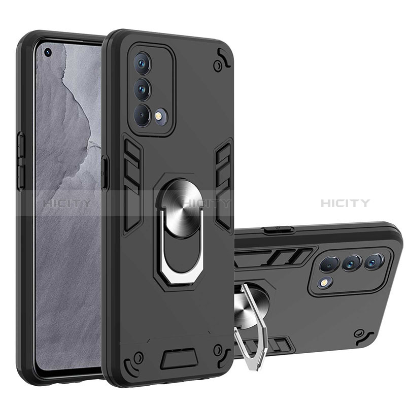 Coque Contour Silicone et Plastique Housse Etui Mat avec Magnetique Support Bague Anneau Y01B pour Realme GT Master 5G Noir Plus