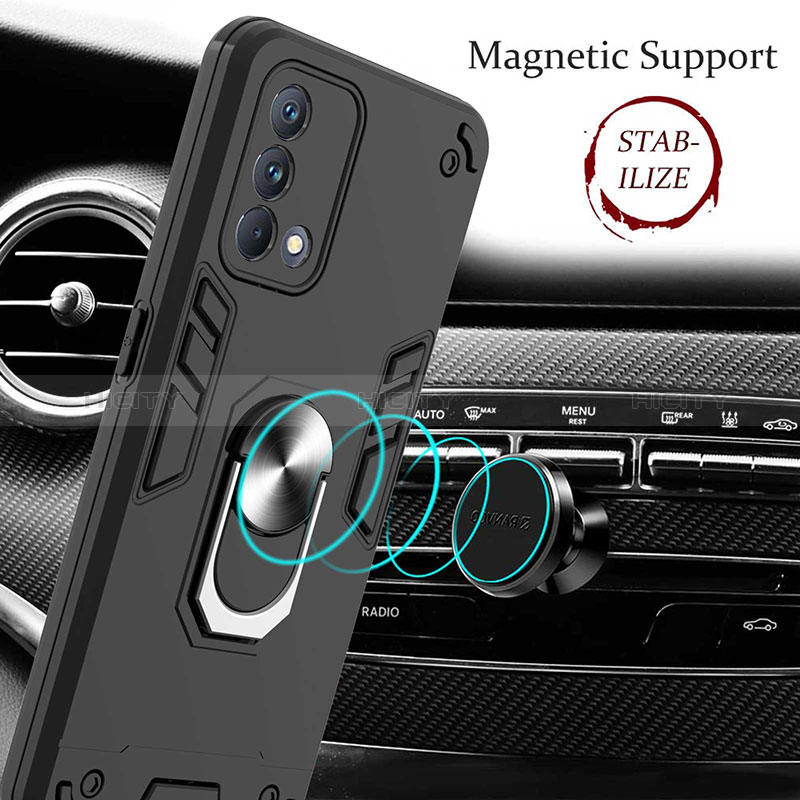 Coque Contour Silicone et Plastique Housse Etui Mat avec Magnetique Support Bague Anneau Y01B pour Realme GT Master 5G Plus