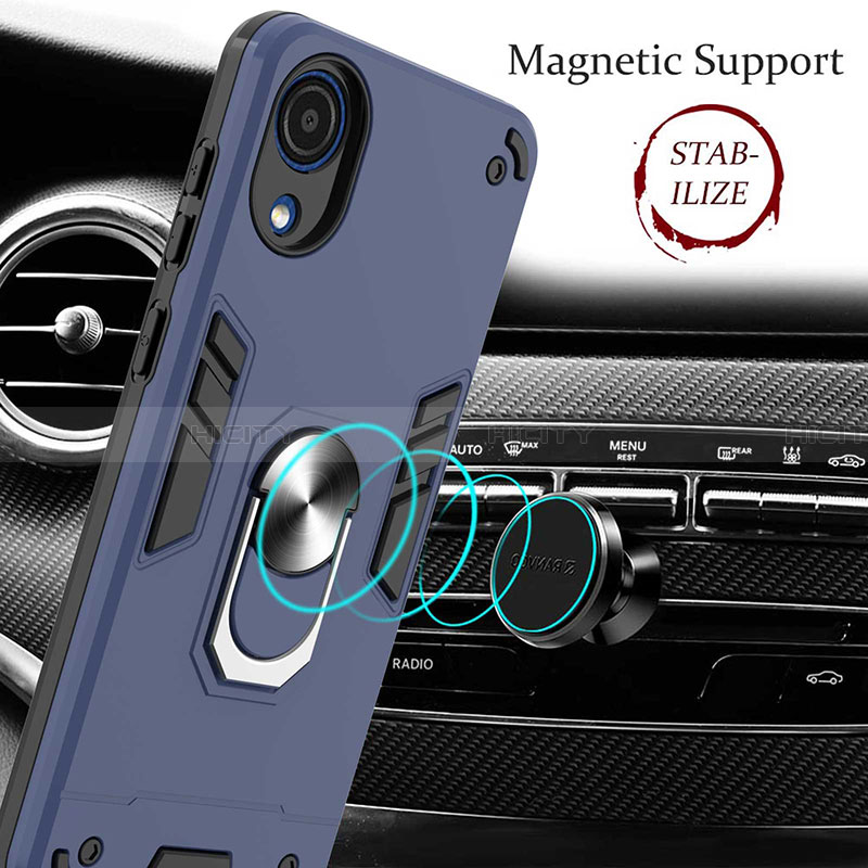 Coque Contour Silicone et Plastique Housse Etui Mat avec Magnetique Support Bague Anneau Y01B pour Samsung Galaxy A03 Core Plus