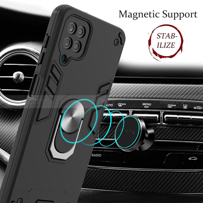 Coque Contour Silicone et Plastique Housse Etui Mat avec Magnetique Support Bague Anneau Y01B pour Samsung Galaxy A12 5G Plus